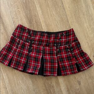 Tripp NYC Tartan Lace-Up Mini Skirt